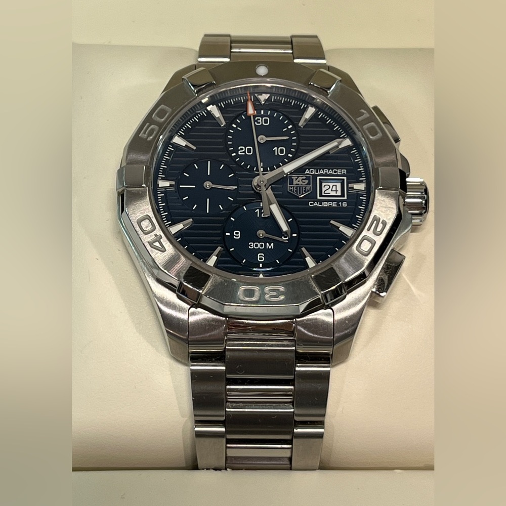 Tag Heuer Aquaracer Calibre 16 Mens Watch Blue Chrono Stainless Steel